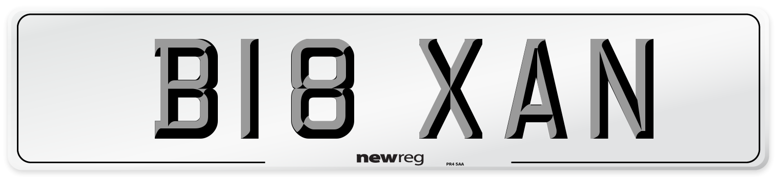 B18 XAN Number Plate from New Reg